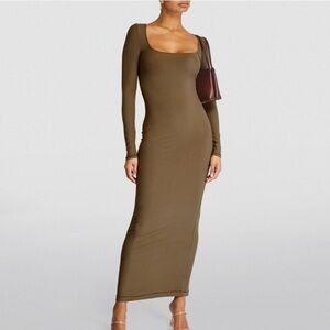 SKIMS Soft Lounge Long Sleeve Dress Olive